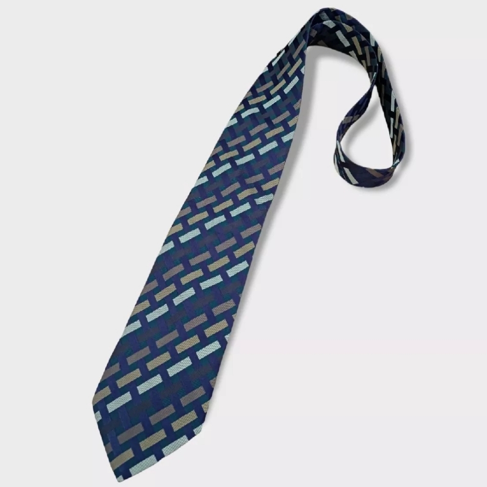 ETRO Purple/Beige Geometric Silk LUXURY Tie ITALY